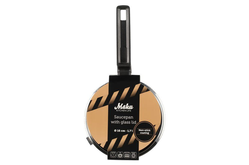 Deal steelpan met glazen deksel 1,7 L – 16 cm