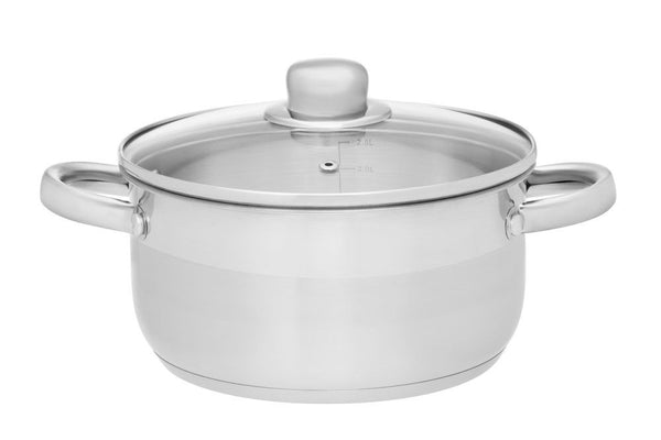 Maku Basic Pot met glazen deksel staal 3 L 20 cm