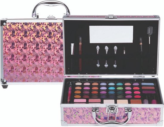 Casuelle Holografisch Make Up Koffer Roze Glamour